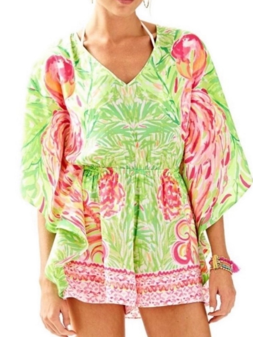 Lilly Pulitzer Mia Romper Tiki Flamingo 🦄🦩🌴